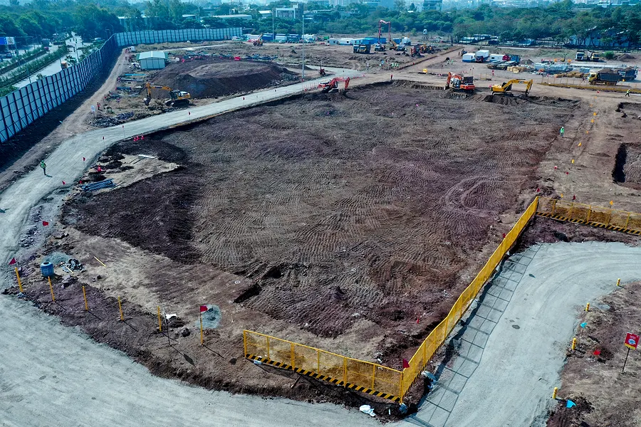 Aerial view, May 2023. Bare land. Boundary fenced.