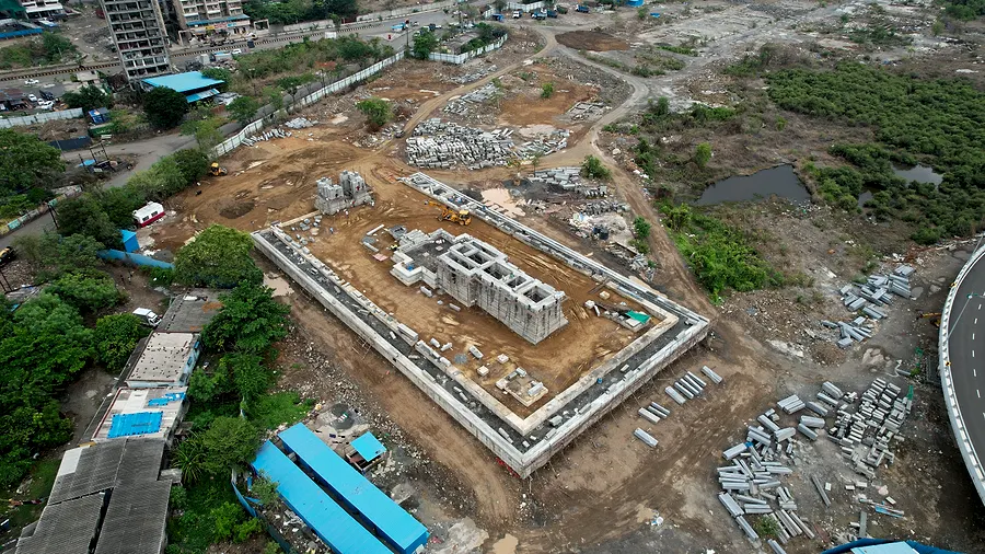 Aerial view, May 2025. Slab poured. Site cleared.